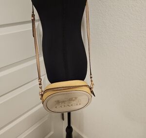 Coach Beige and Off-White With A Trim Of Yellow Crossbody Bag
